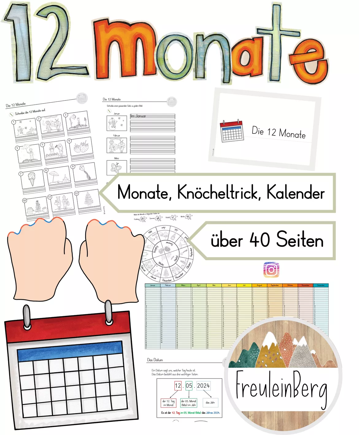 Bild in der Beschreibung des Unterrichtsmaterials Die 12 Monate - Differenzierte Arbeitsblätter von FreuleinBerg #1