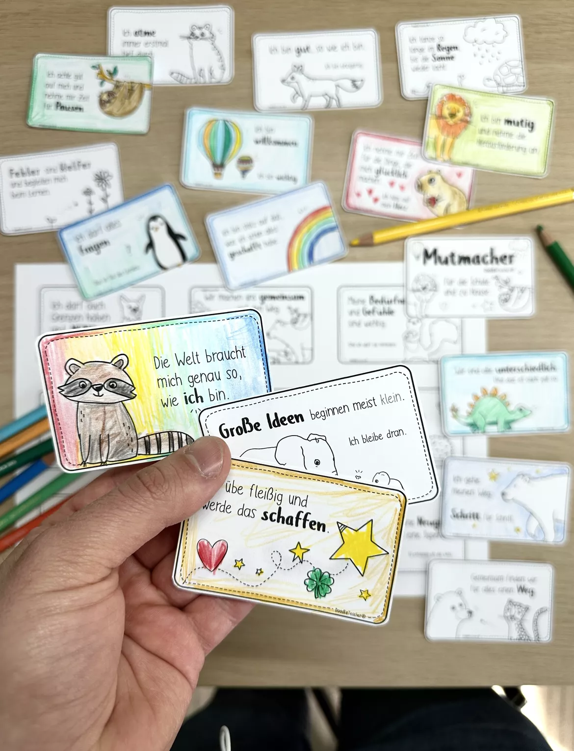 Bild in der Beschreibung des Unterrichtsmaterials Die @Mutmachkarten 🦊 schwarz-weiß / selbst gestalten 26 Mutmacher von Doodleteacher #1