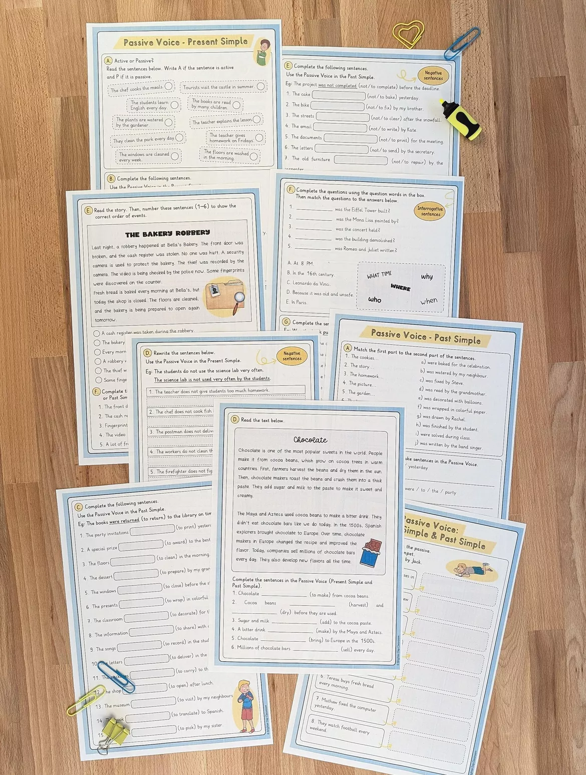 Bild in der Beschreibung des Unterrichtsmaterials Passive Voice Worksheets Mega Pack: + 20 Seiten (Englisch) von Brighter Day Classroom #1