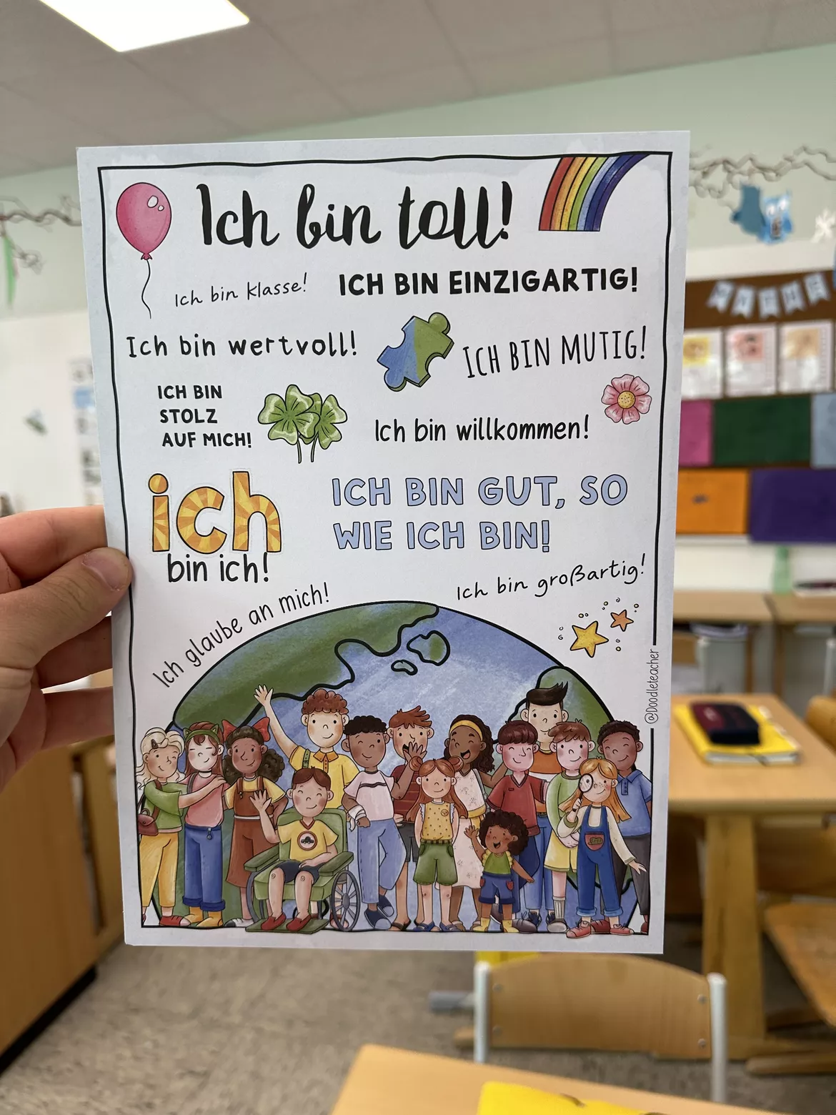 Bild in der Beschreibung des Unterrichtsmaterials Motivationsposter – Affirmationen & Mutmacher für das Klassenzimmer / Mut-Poster von Doodleteacher #1