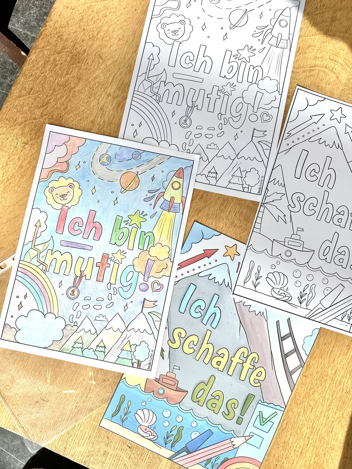 Bild in der Beschreibung des Unterrichtsmaterials Ich schaffe das! - Mutmacher Ausmalbild & Mut-Poster / Affirmation von Doodleteacher #1