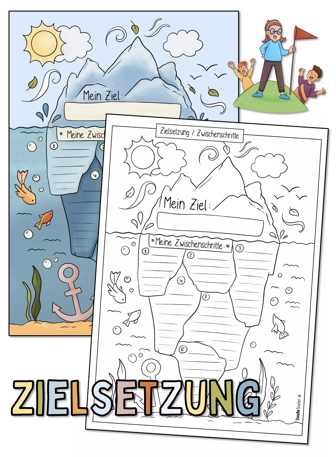 Bild in der Beschreibung des Unterrichtsmaterials SMARTE Zielsetzung - Zwischenschritte visualisieren / Eisberg von Doodleteacher #1