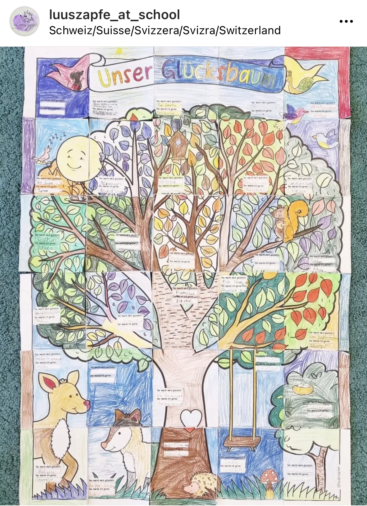 Bild in der Beschreibung des Unterrichtsmaterials Unser Glücksbaum - Kooperatives Poster (Grundschule / Sek 1 Gemeinschaftsbild) von Doodleteacher #2