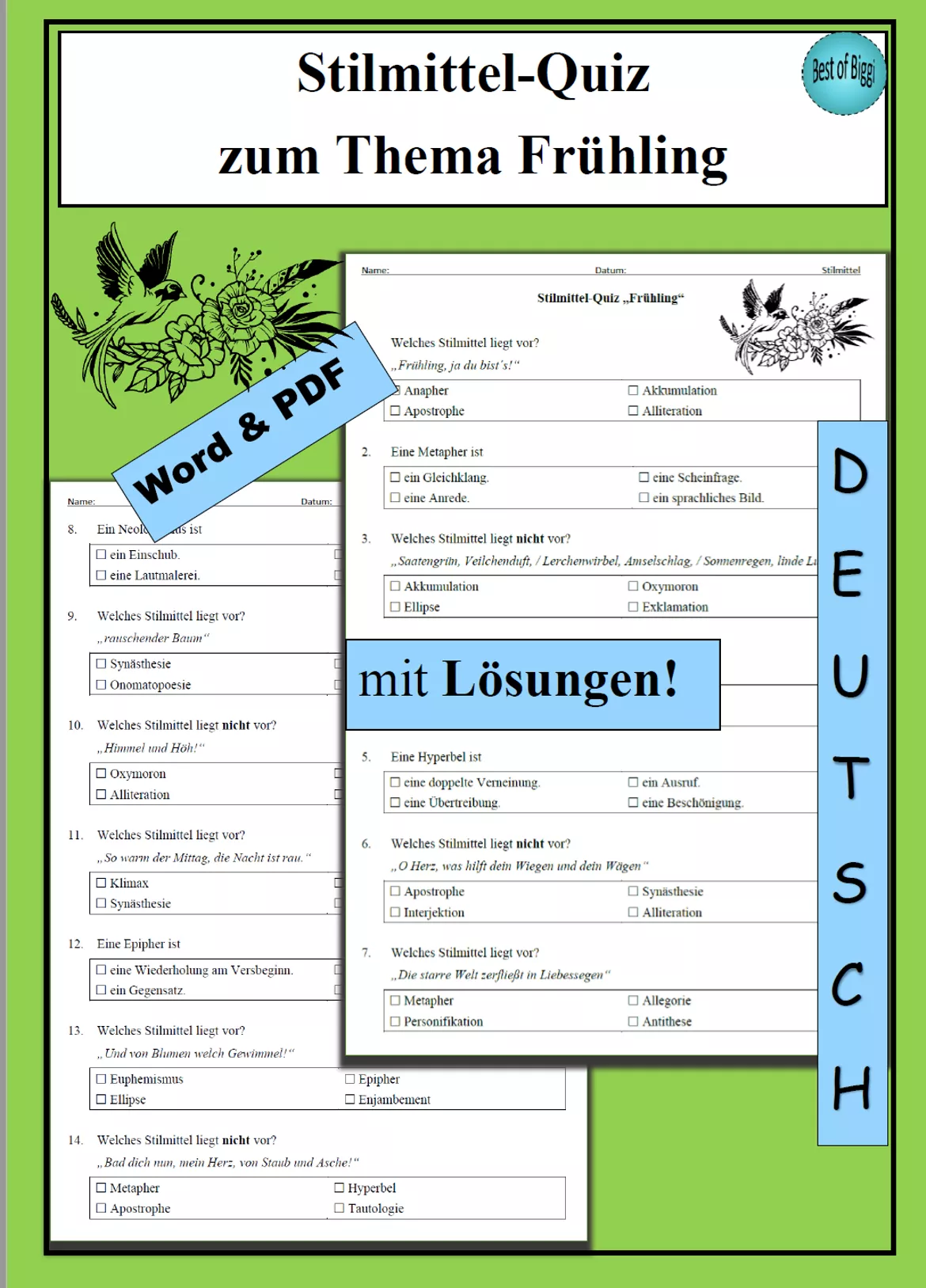 Arbeitsblatt Gedicht Goethe: Frühzeitiger Frühling - als PDF & Word ...