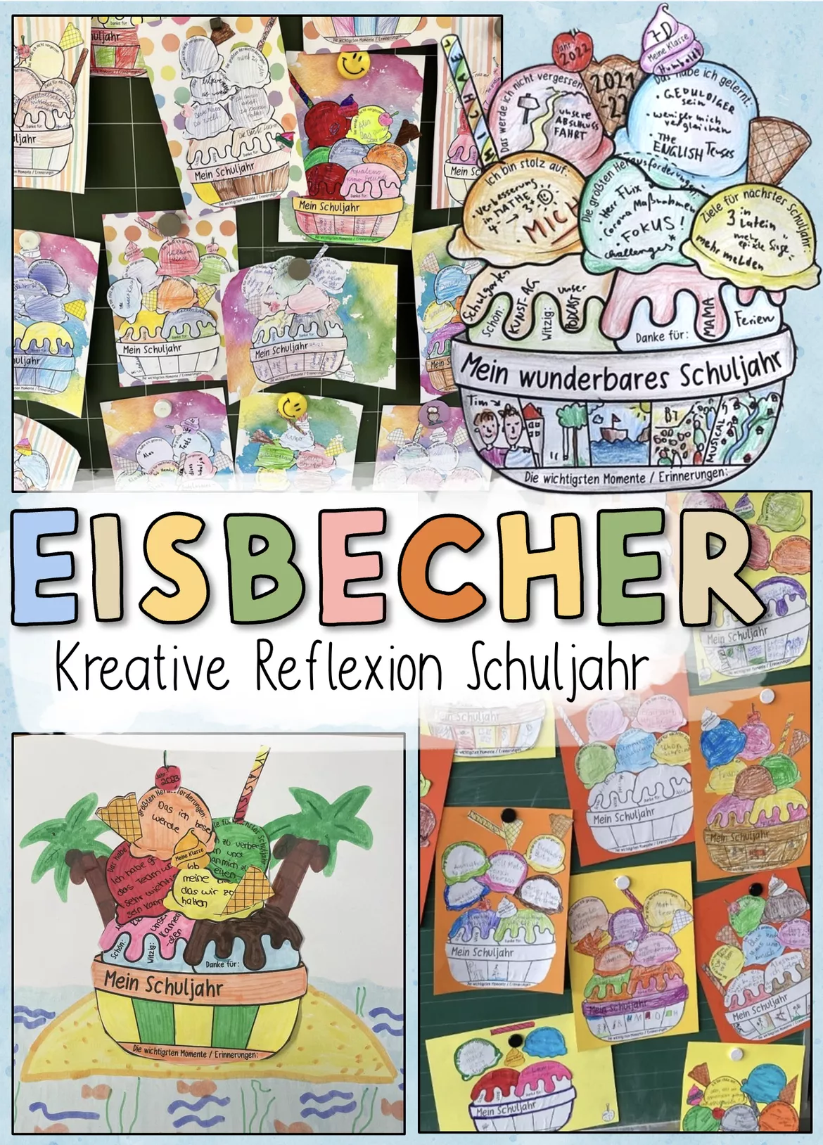 Bild in der Beschreibung des Unterrichtsmaterials Schuljahresende: Mein Schuljahr / Eisbecher - Sommer / Sommerferien von Doodleteacher #1