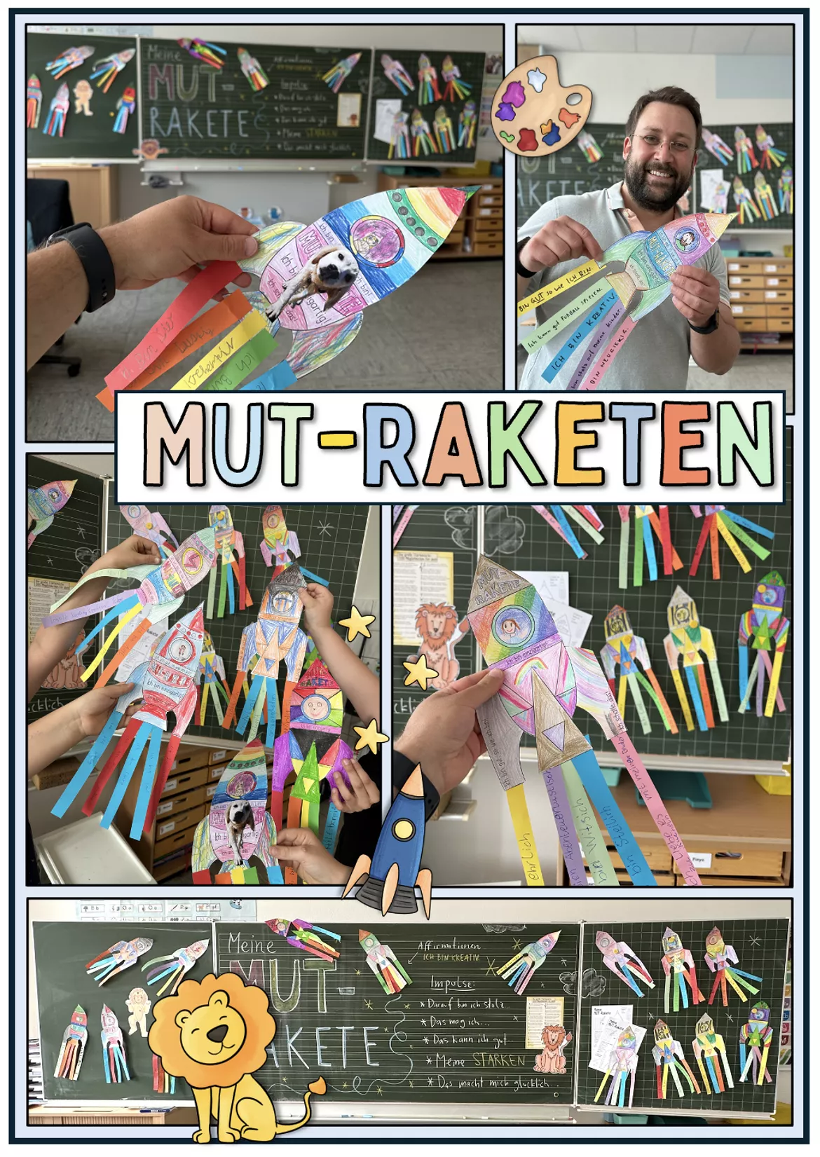 Bild in der Beschreibung des Unterrichtsmaterials Mut-Rakete basteln - Stärkenidee / Mutraketen - Mutmacher / Mut Rakete Neujahr basteln von Doodleteacher #1