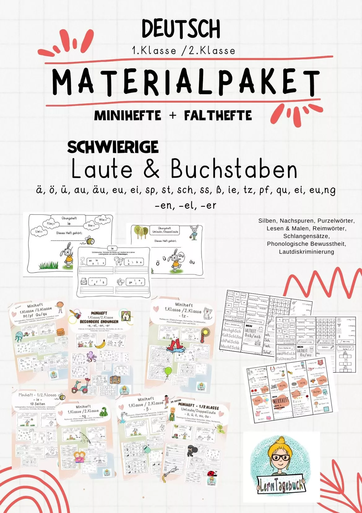 Bild in der Beschreibung des Unterrichtsmaterials Deutsch Miniheft besondere Endungen -e, -el, -er, -en 1.Klasse, 2.Klasse Rechtschreibung von LernTagebuch #2