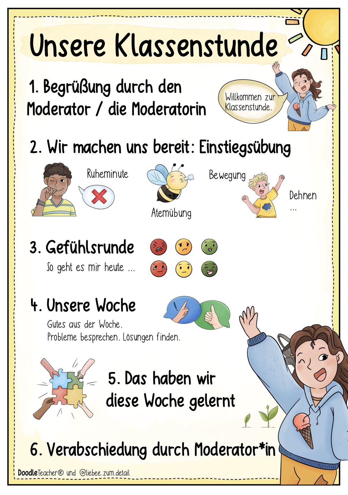 Bild in der Beschreibung des Unterrichtsmaterials Klassenstunde / Abschlusskreis PAKET Kl. 1 /2 – Mini-Klassenrat von Doodleteacher #4