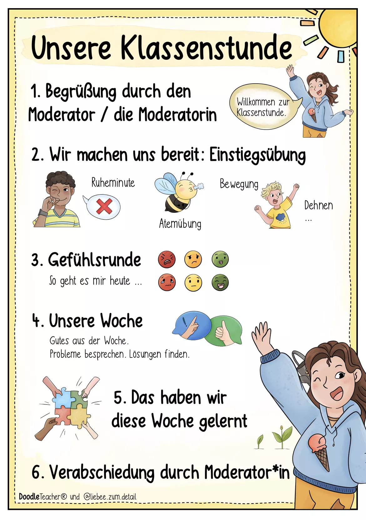Bild in der Beschreibung des Unterrichtsmaterials Klassenstunde / Abschlusskreis PAKET Kl. 1 /2 – Mini-Klassenrat Doodleteacher von Doodleteacher #5