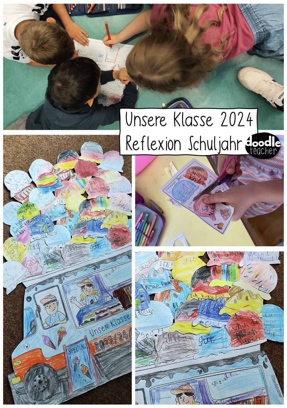 Bild in der Beschreibung des Unterrichtsmaterials Unsere Klasse / Schuljahr 25/26 - Eiswagen Gemeinschaftsbild / Eisbecher Koop-Bild von Doodleteacher #1