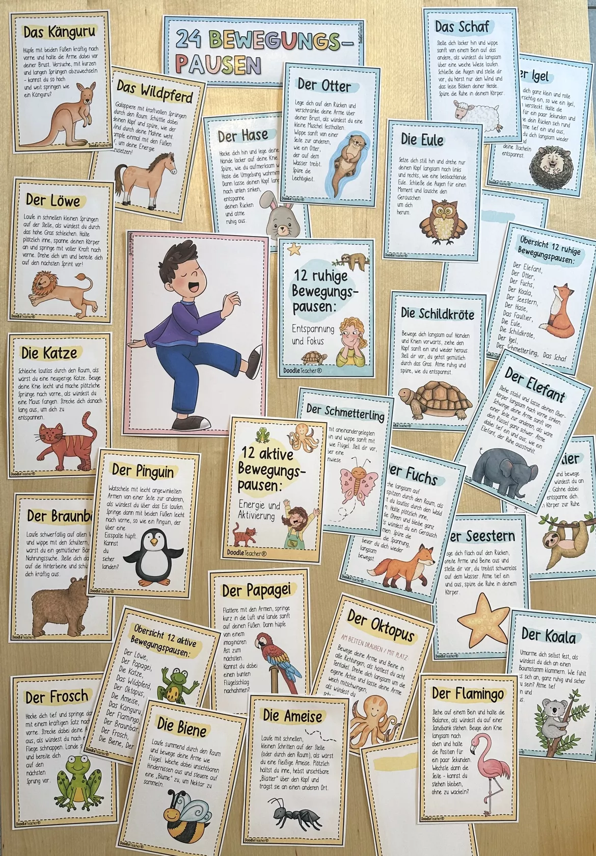 Bild in der Beschreibung des Unterrichtsmaterials 120+ Bewegungspausen 🏃🏼♀️ – Ruhe, Energie & Fokus im Schulalltag / Stress / Brain Breaks Ritual von Doodleteacher #1