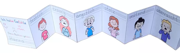 Bild in der Beschreibung des Unterrichtsmaterials Gefühle beschriften Klasse 1 und 2 LEPORELLO differenziert von Helles Köpfchen #1
