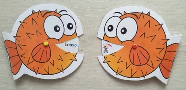 Bild in der Beschreibung des Unterrichtsmaterials Lesekugelfisch 1 (DR) farbig und schwarz-weiß von smilematerial #1