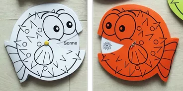 Bild in der Beschreibung des Unterrichtsmaterials Lesekugelfisch 1 (DR) farbig und schwarz-weiß von smilematerial #2