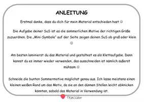 Vorschau - Mal- und Bastelvorlagen - Groß oder Klein - SOMMER - Klettmappe - 1 zu 1 Zuordnung (TEACCH) - Seite 1
