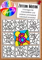 Vorschau - selbst erstellte Cliparts/Grafiken - Zahlen Mosaik Rainbow Cliparts #edukiknaller2021 - Deckblatt