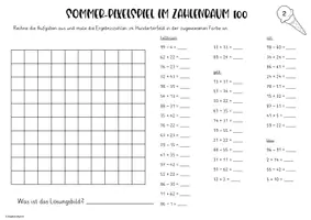 Vorschau - Arbeitsblätter - Pixel-Hunderterfeld Rechnen ZR 100 ohne ZÜ - Seite 2