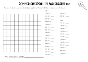 Vorschau - Arbeitsblätter - Pixel-Hunderterfeld Rechnen ZR 100 ohne ZÜ - Seite 3