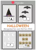 Vorschau - Arbeitsblätter - Differenzierte Mengenkarten ZR10 - Halloween - Klettaufgaben (TEACCH) - Deckblatt