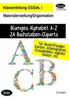 Vorschau - selbst erstellte Cliparts/Grafiken - Blumiges Alphabet - ABC-Cliparts mit Blumen im png-Format - Deckblatt