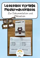 Vorschau - Mal- und Bastelvorlagen - Lesepassvorlage Fledermausklasse - Deckblatt