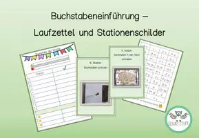 Vorschau - Arbeitsblätter - Buchstabeneinführung Laufzettel und Stationenschilder - Deckblatt