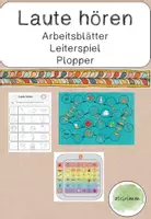 Vorschau - Arbeitsblätter - Laute hören - Arbeitsblätter, Leiterspiel und Plopper - Deckblatt