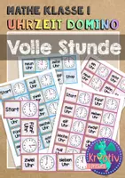 Vorschau - Spiele - Mathematik 1: Uhrzeit Dominos - Volle Stunden - Deckblatt