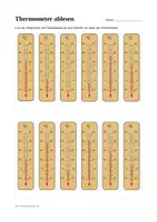 Vorschau - Arbeitsblätter - Thermometer ablesen / Temperatur einzeichnen - Seite 1