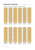Vorschau - Arbeitsblätter - Thermometer ablesen / Temperatur einzeichnen - Seite 2