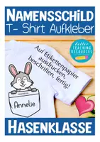 Vorschau - Mal- und Bastelvorlagen - Hasenklasse Namensschild Schulanfang Sticker - Deckblatt