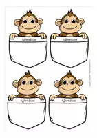 Vorschau - Mal- und Bastelvorlagen - Affenklasse Namensschild T-Shirt Sticker - Seite 2