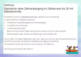 Vorschau - Spiele - 7 Dominos zur Subtraktion ohne Zehnerübergang im ZR bis 20 - Seite 1
