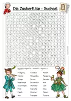 Vorschau - Arbeitsblätter - Die Zauberflöte - Suchsel (Buchstabengitter zur Oper von Mozart) - Deckblatt
