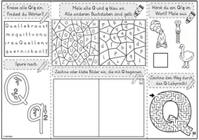 Vorschau - Unterrichtsreihen - Mini-Lapbook | Buchstabe Q/q | Grundschrift - Seite 1