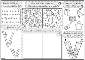 Vorschau - Unterrichtsreihen - Mini-Lapbook | Buchstabe V/v | Grundschrift - Seite 1