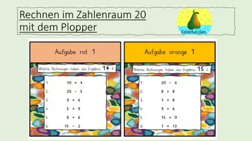 Vorschau - Stationenlernen - Rechnen im Zahlenraum 20 mit dem Plopper - Deckblatt