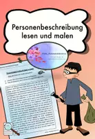 Vorschau - Arbeitsblätter - Personenbeschreibung lesen und malen - Deckblatt