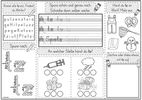 Vorschau - Unterrichtsreihen - Mini-Lapbook | Lautverbindung tz | Buchstabeneinführung - Seite 1