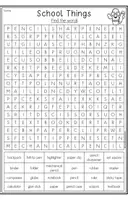Vorschau - Arbeitsblätter - School Things - Word Search - Seite 2