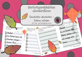 Vorschau - Arbeitsblätter - Herbstgeschichten abschreiben - Schluss erfinden - Deckblatt