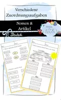 Vorschau - Arbeitsblätter - Arbeitsblatt zu Nomen und ihre Artikel - Deckblatt