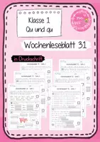 Vorschau - Arbeitsblätter - Wochen-Leseblatt 31 - Qu und qu - Frohes Lernen in Druckschrift - Deckblatt
