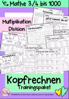 Vorschau - Arbeitsblätter - Kopfrechnen Multiplikation Division bis 1000 - Deckblatt
