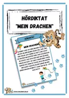 Vorschau - Fördermaterial/Inklusion - Hördiktat / Malgeschichte "Mein Drachen" - Deckblatt