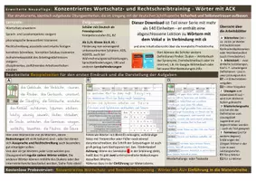 Vorschau - Arbeitsblätter - Konzentriertes Wortschatz- und Rechtschreibtraining - Wörter mit a und ck - Seite 1