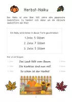 Vorschau - Arbeitsblätter - Herbst-Haiku / Silbengedicht mit Anleitung - Seite 1