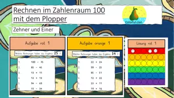Vorschau - Stationenlernen - Rechnen im ZR 100 Plopper mit Z und E mit Lösungen - Deckblatt