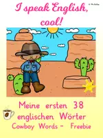Vorschau - Fördermaterial/Inklusion - Cowboy Words Freebie - erste englische Wörter lernen - Deckblatt