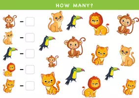 Vista previa - Unidades / Secuencias / Situaciones de Aprendizaje - Maths addition: count how many animals on the page / Suma de matemáticas: cuenta cuántos animales hay en la página - página 1
